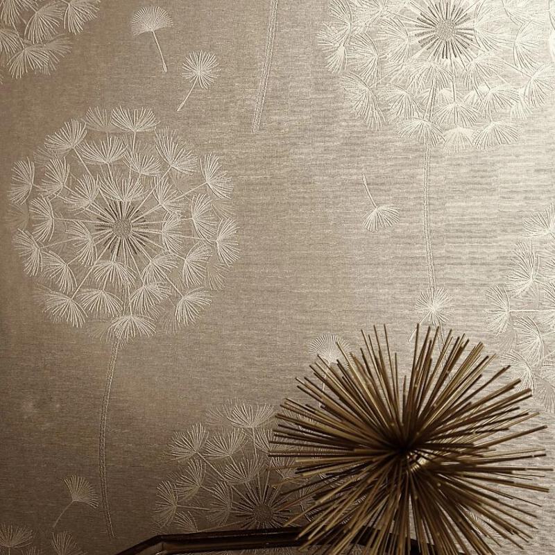 Allora Taupe Shimmer Dandelion Flower Wallpaper by Holden Opus 36004